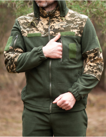 Костюм Флісовий SILTAC Піксель камуфляж з капюшоном